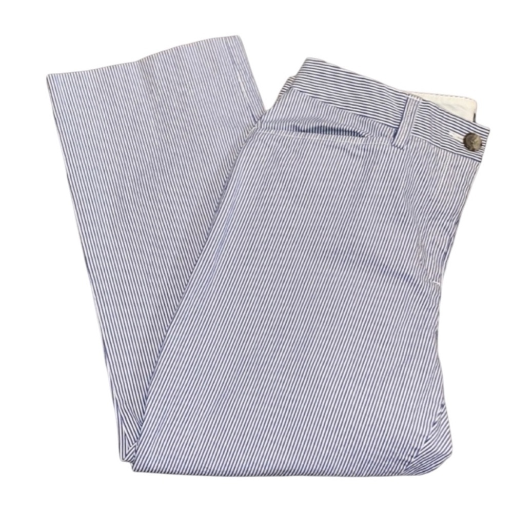 LANDS’ END Seersucker Cropped Pants in Navy/White in Size Fit 2 (16) -- SUMMER!! - Picture 6 of 11